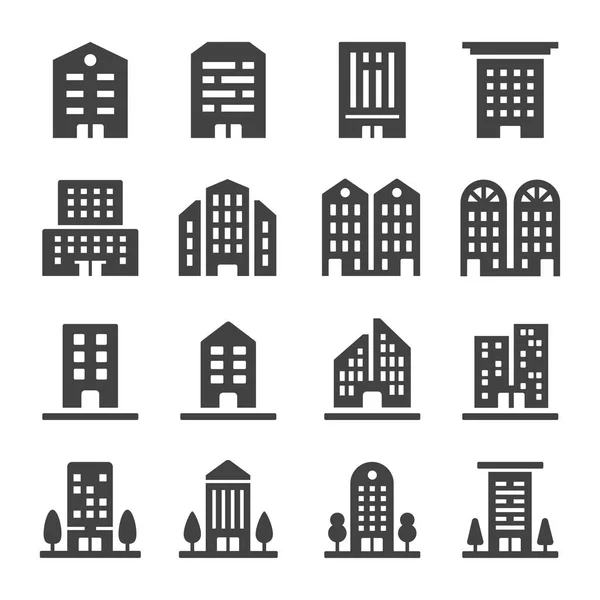 Building Icon Set Vector Illustration — Stock Vector