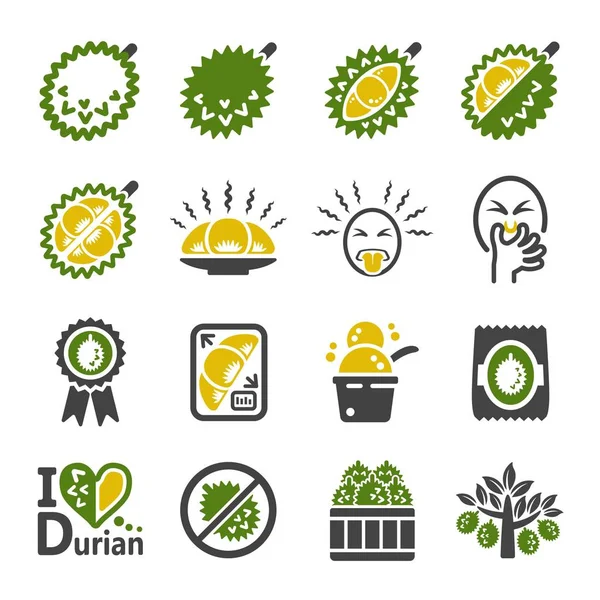 Durian Fruit Icon Set Стоковый вектор