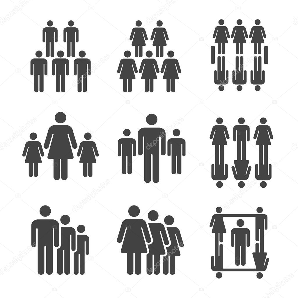 people,population icon set