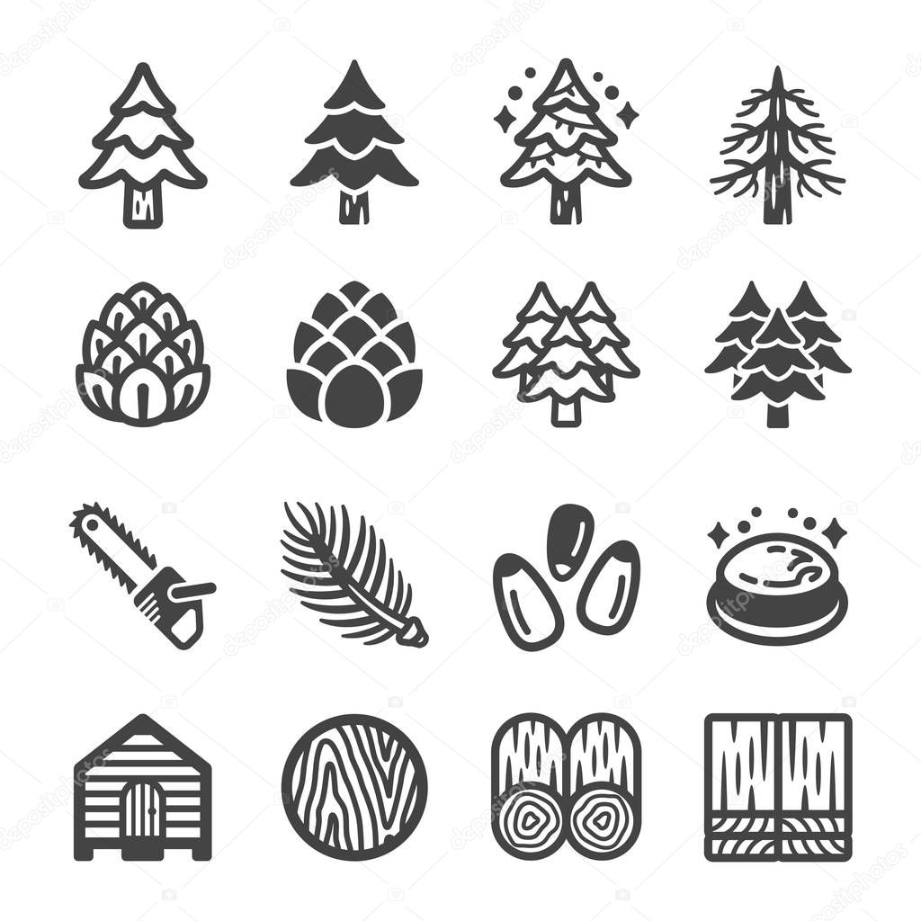 Pine tree and product icon set,vector and illustration