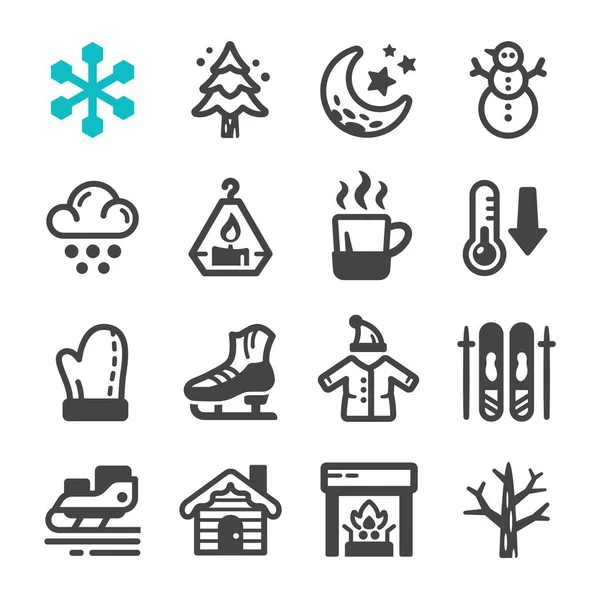 Winter Season Icon Set Vector Illustration — 스톡 벡터