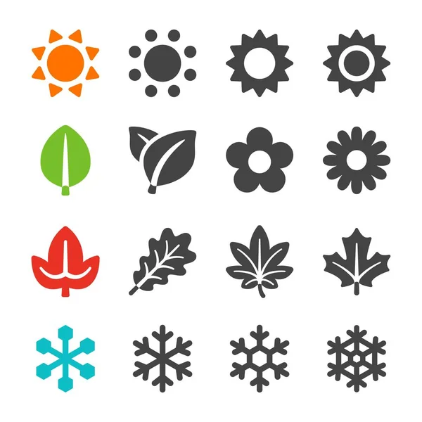 Four Season Icon Set Vector Illustration — Stock Vector