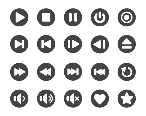 media player button icon set,vector and illustration