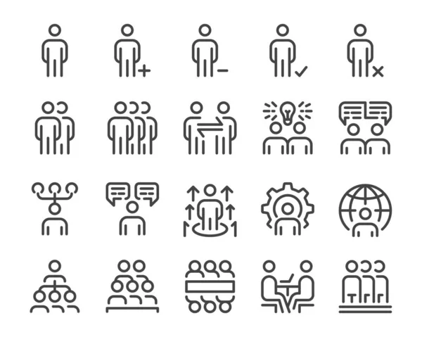 Людський Ресурс Ділові Люди Тонка Лінія Набір Значків Вектор Ілюстрація — стоковий вектор