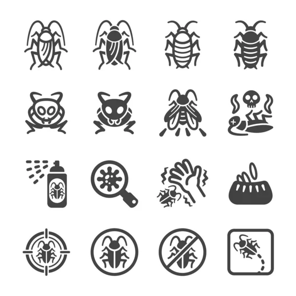 Cucaracha Icono Conjunto Insecto Plaga Icono Vector Ilustración — Archivo Imágenes Vectoriales