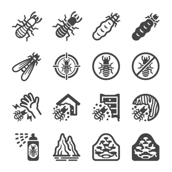 方名图标集 昆虫和害虫图标 矢量和插图 — 图库矢量图片