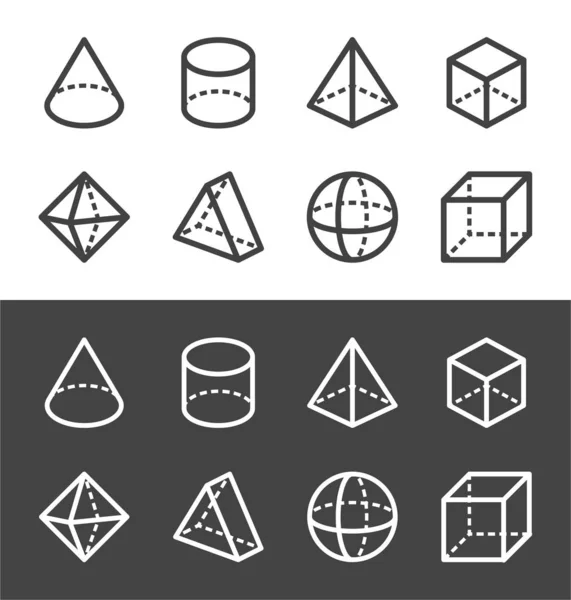 Forme Geometriche Isometriche Trasparenti Icona Linea Sottile Vettore Illustrazione — Vettoriale Stock