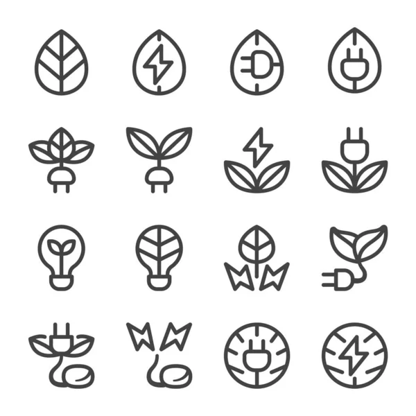 Eco Energy Thin Line Icon Set Vektor Und Illustration — Stockvektor