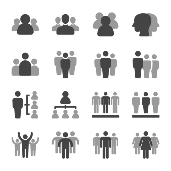 Personen Und Gruppen Icon Set Vektor Und Illustration — Stockvektor