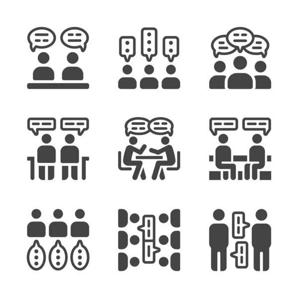 Conjunto Iconos Conversación Discusión Vector Ilustración — Vector de stock