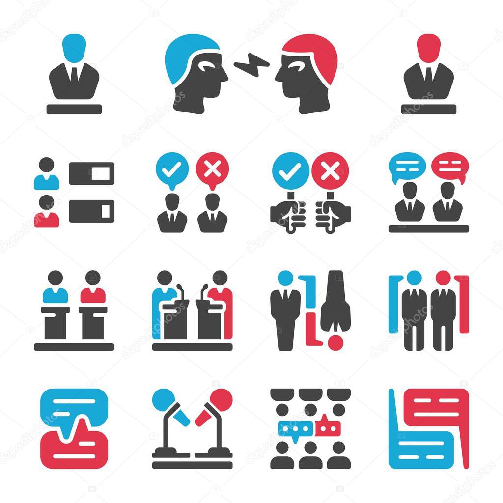 talking and discussion icon set,vector and illustration