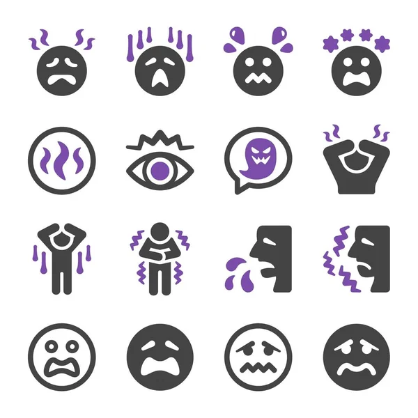 fear and scare emotion icon set,vector and illustration
