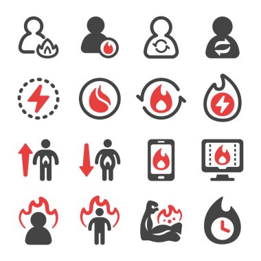 metabolizma ve yanık simge seti, vektör ve illüstrasyon