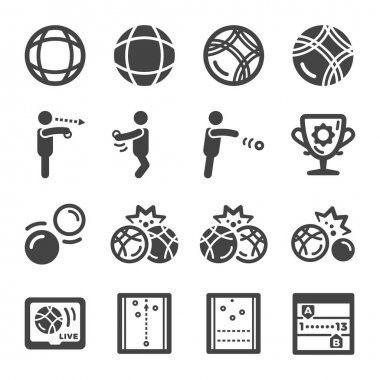 petanque sport and recreation icon set,vector and illustration clipart
