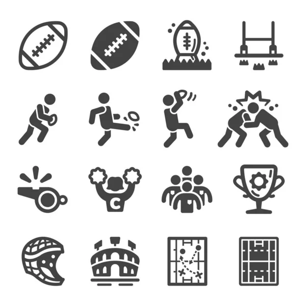 Rugby Sport Loisirs Jeu Icônes Vecteur Illustration — Image vectorielle