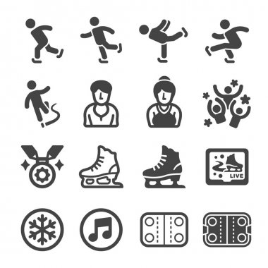 buz paten spor ve rekreasyon simge seti, vektör ve illüstrasyon