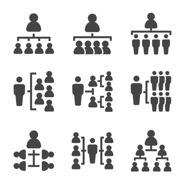 Organizační Diagram Uživateli Sada Ikon Vektor Ilustrace — Stockový vektor