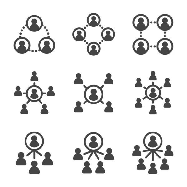 People Network Connecting People Icon Set Vector Illustration — Stock Vector