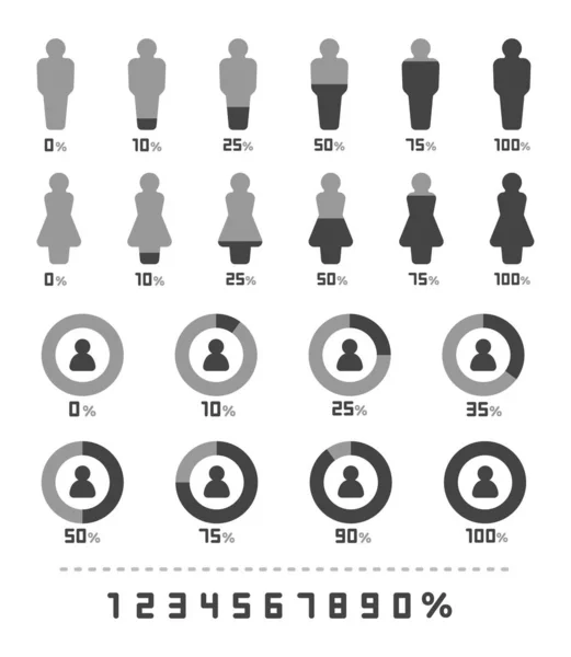 Demographic People Statistic Icon Set Vector Illustration — ストックベクタ