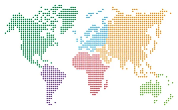 Mappa Colorata Punteggiata Del Mondo Vettore Illustrazione — Vettoriale Stock