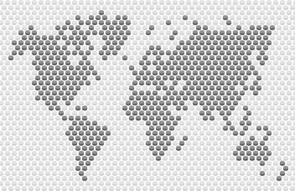 ドット世界地図のパースフラットボタングレースケールフルフレームパターンベクトルイラスト — ストックベクタ