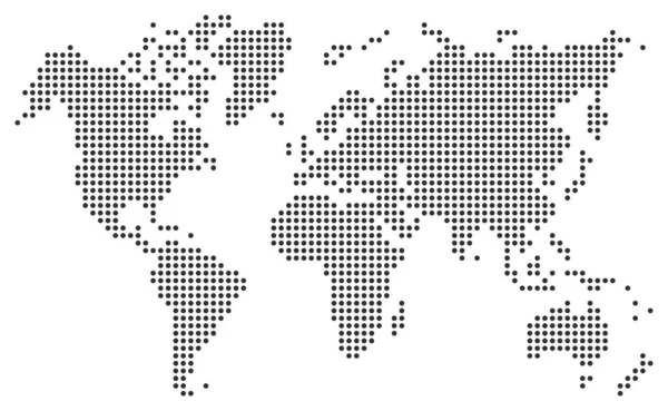 Pontilhado Mapa Mundo Pontos Pretos Sobre Fundo Branco Vetor Ilustração — Vetor de Stock