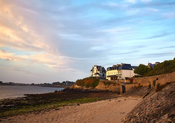 Sunset Beachfront Homes Aber Wrac Bretagne France — Stock Photo, Image