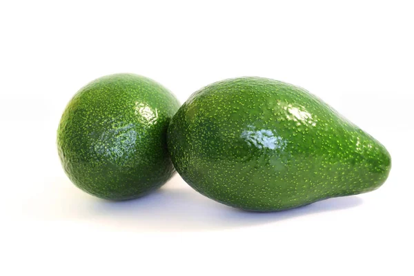 Zwei Grüne Avocados Auf Weißem Hintergrund — Stockfoto