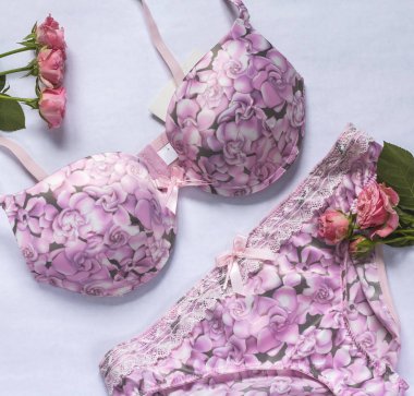 Güzel hassas iç çamaşırı, Külot ve sutyen beyaz arka plan üzerinde