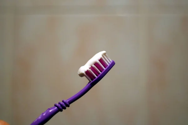 Toothbrush Toothpaste Wall Bathroom — Stock Photo, Image