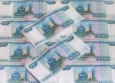 Arka plan olarak Rus banknotlar Close-up