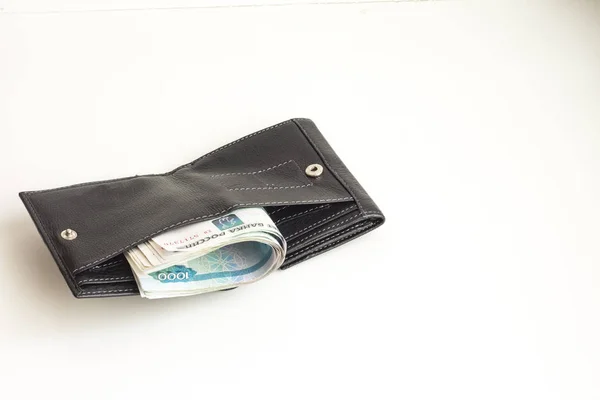 Russian Cash Face Value 1000 Rubles Stacked Purse — Stock Photo, Image