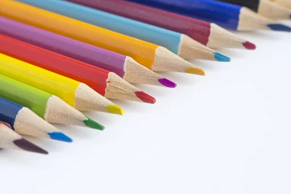 Színes ceruzák, fehér háttér, árnyék — Stock Fotó