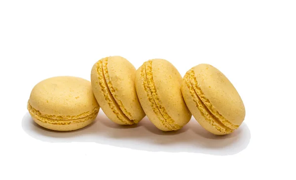 Composition of yellow almond cookies on a white background — Stock Photo, Image