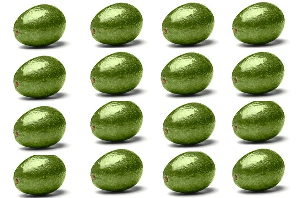 Beyaz arkaplan üzerinde tüm avokado sıralarının pürüzsüz arkaplanı.