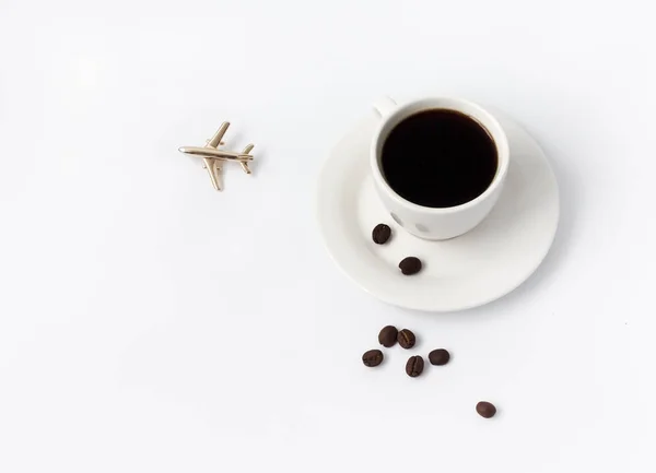 Conceito Viagem Café Aeroporto Espaço Cópia Para Texto — Fotografia de Stock