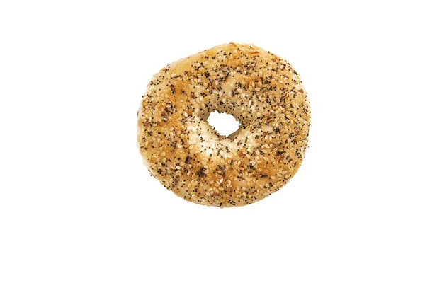 Mákos Bagel Közvetlenül Fenti Elszigetelt Fehér Background — Stock Fotó