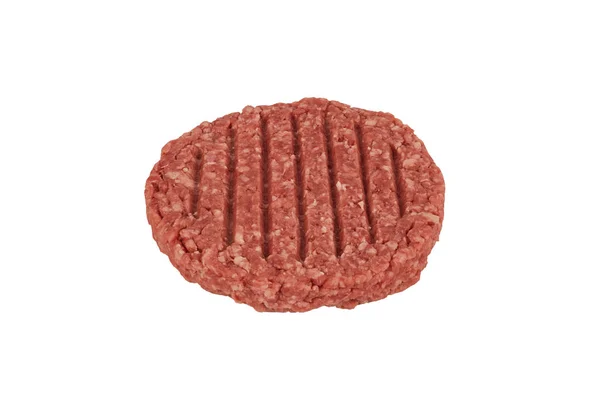 Nahaufnahme Auf Einem Rohen Hackfleisch Burger Steak Patty Isoliert Auf — Stockfoto