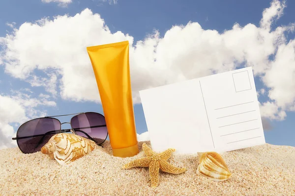 Παραλία Διακοπές Έννοια Αντίγραφο Χώρο Για Κείμενό Σας Ηλιόλουστη Μέρα — Φωτογραφία Αρχείου
