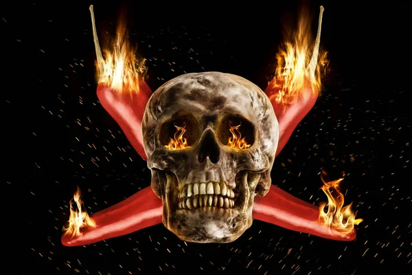Hell Fire Fiery Flame Hot Skull Head Halloween Fright Decor Figurine Statue