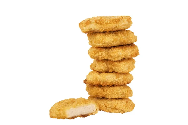 Pilha Nuggets Frango Isolado Fundo Branco Copie Espaço Para Seu — Fotografia de Stock