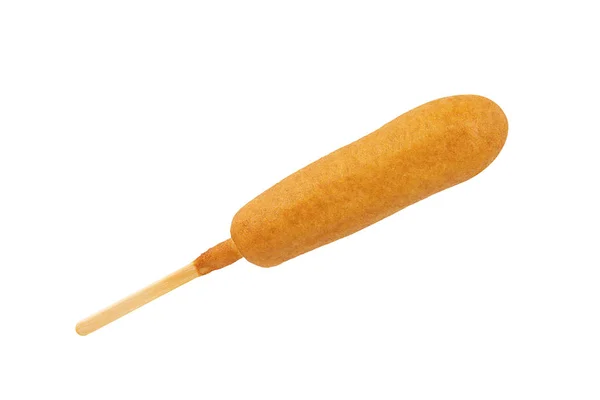 Crispy Corn Dog Disposed Diagonal Isolated White Background Fast Food — Stock Photo, Image