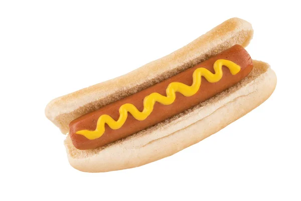Close Hot Dog Mustard Top Isolated White Background Cut Out — Stock Photo, Image