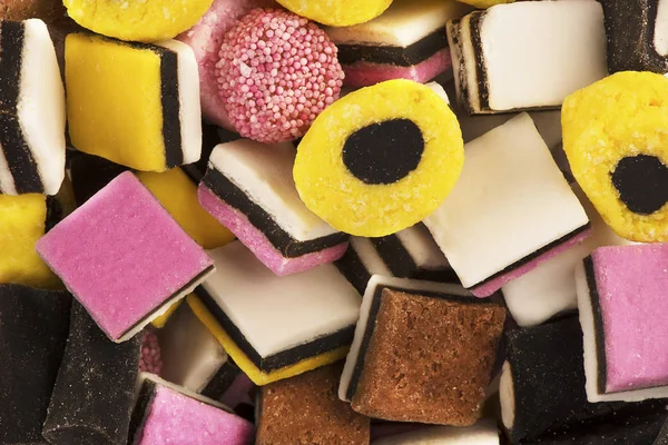 Top View Stack Licorice Candies Abstract Background Macro Details — Stock Photo, Image