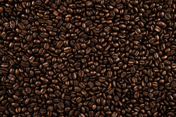 Översta Vyn Bakgrunden Konsistens Kaffebönor Kopiera Utrymme För Din Text — Stockfoto