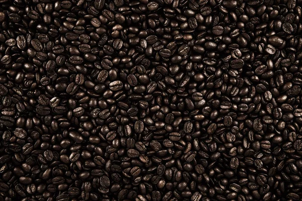 Översta Vyn Bakgrunden Konsistens Kaffebönor Kopiera Utrymme För Din Text — Stockfoto