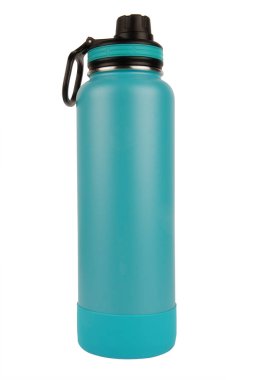 Sıcak veya soğuk içecek için termos şişesi, beyaz arka plan üzerinde izole. Kesip çıkar.