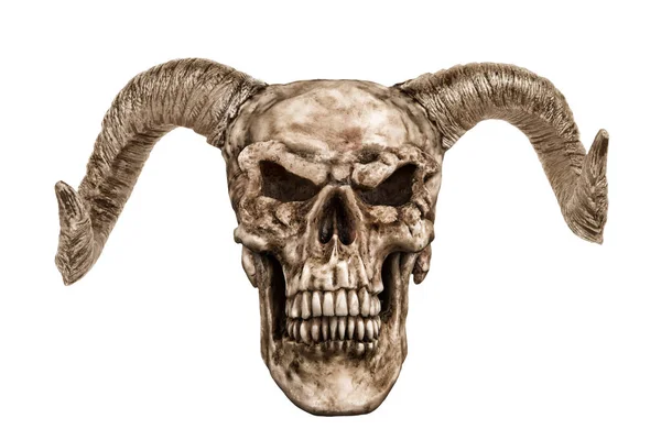 Schedel Van Een Demon Geïsoleerd Een Witte Achtergrond Ophouden — Stockfoto