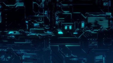 Siber teknoloji dijital arka plan, renkli animasyonlu neon ışık çizgilerle.