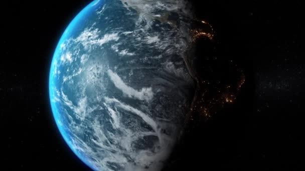 Syn Den Planeten Jorden Från Rymden Centrerad Långsam Rotation Och — Stockvideo